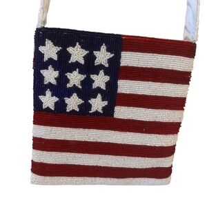 NWOT Fully Beaded American Flag Shoulder Bag Vintage inspired USA